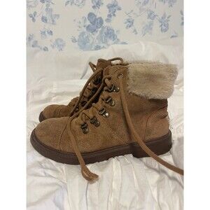UGG Australia Azell Hiker Weather Boots Suede Lace-Up Chestnut Lined